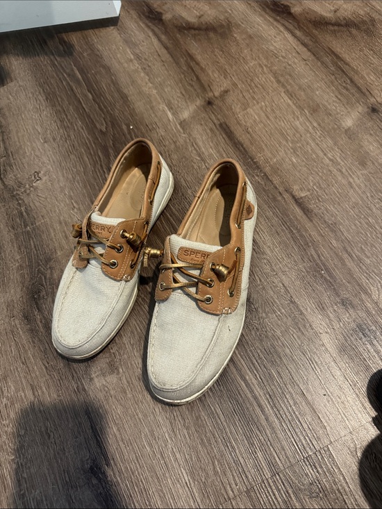 Sperry Other - Sperry Men's Beige Canvas & Tan Leather Boat Shoes